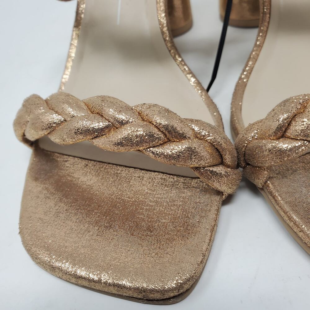 Dolce Vita Paily Braided Gold Metallic Block Heel Sandals Sz 8.5 Date Summer - Picture 3 of 6